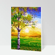 Живопись по номерам искусство Краска по номерам пейзаж декоративная картинка с деревом солнце diy Тополь обучение основа для макияжа лица контакт живопись