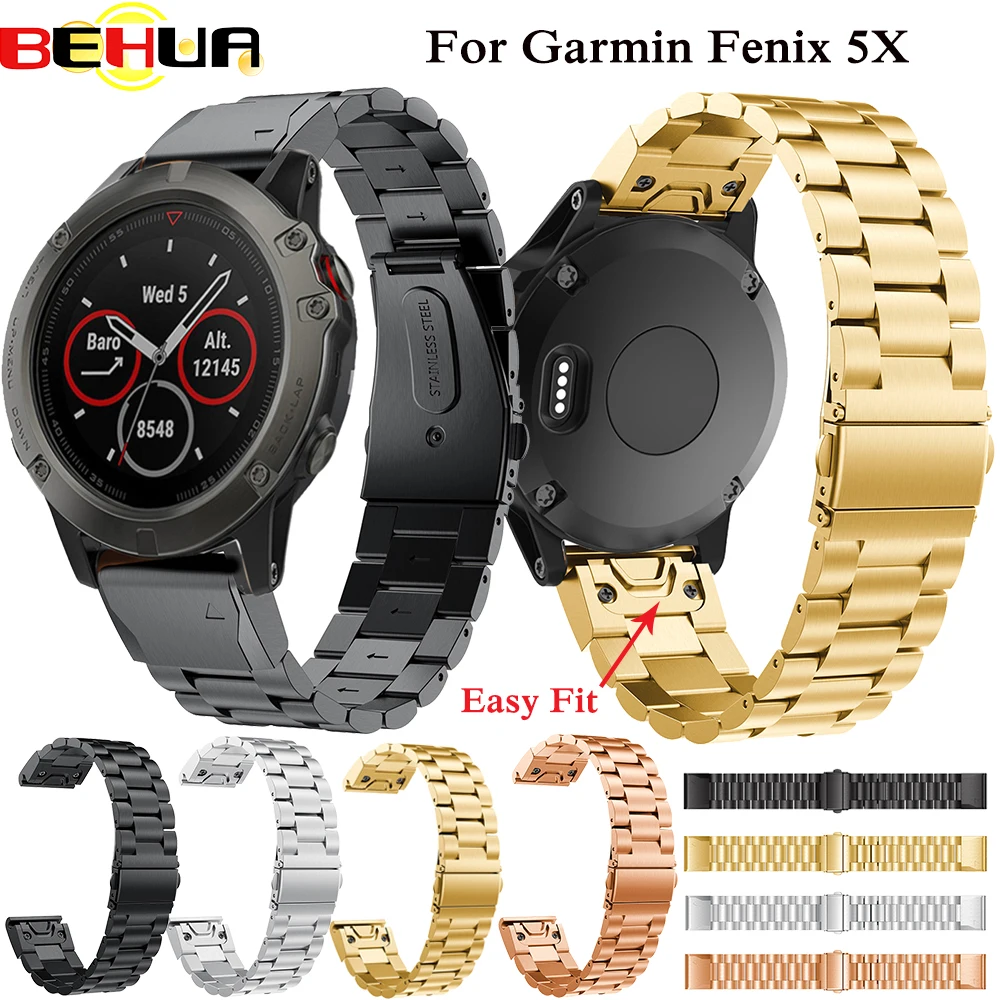 

26mm Stainless Steel Watchband +Screwdrivers for Garmin Fenix 3/5X Watch Band Strap Wristband Bracelet Replacement watch Strap