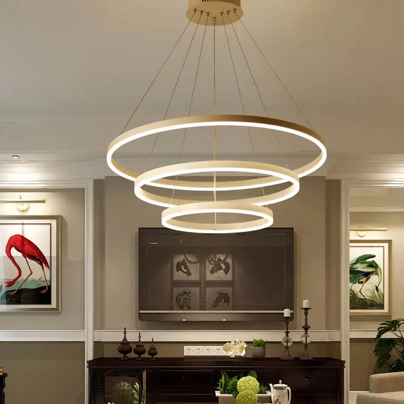 

Modern Ring Led Pendant Light Fixture With Remote Control Kitchen Dining Room Loft Style Hanging Lamp Lustre Decor Home Lighting
