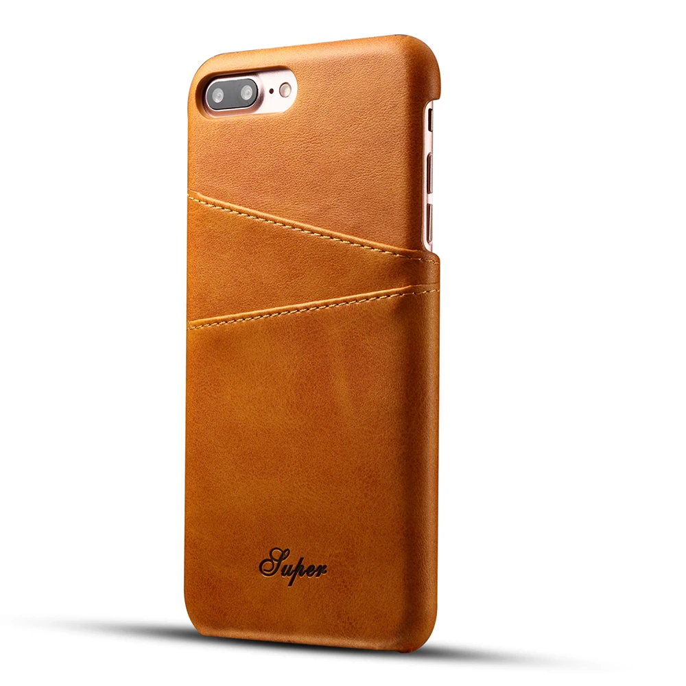 case for iphone 6 6s 7 8 plus Retro PU Leather Case Business Plain Card Pocket Phone Cases For iPhone Plus back Cover |
