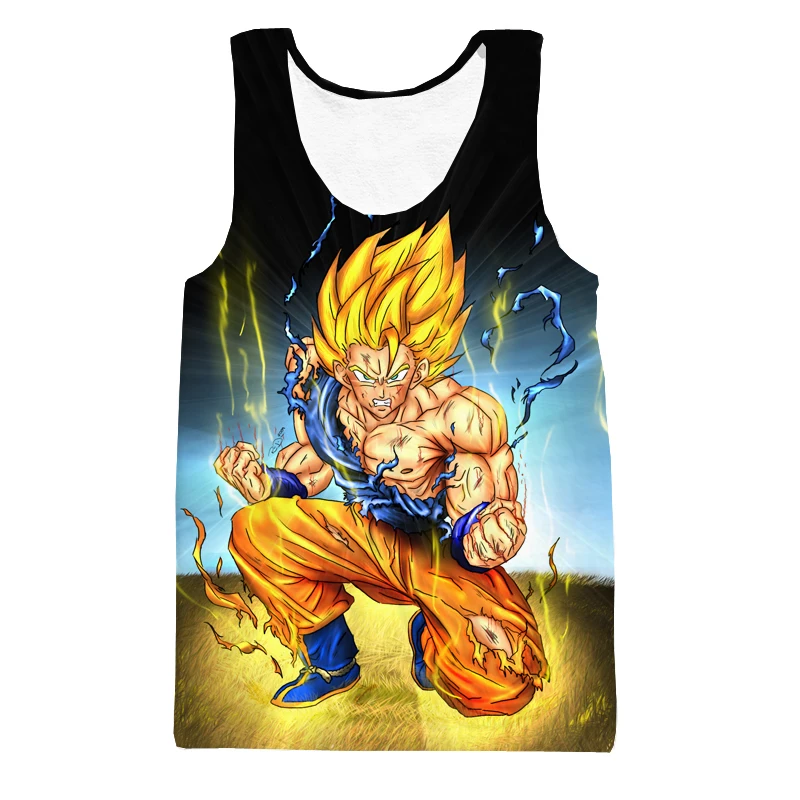 Классический Аниме Dragon Ball Z Супер Saiyan 3D безрукавки крутые Гоку/Вегета Печатный жилет мужские и женские панк хип хоп Harajuku топы