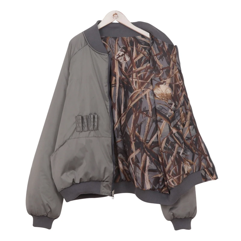 

2019 Spring Hip Hop Camouflage Coat Harajuku Bomber Jackets Double-sided Wear Windbreaker Jackets Oversized Streetwear Outerwear
