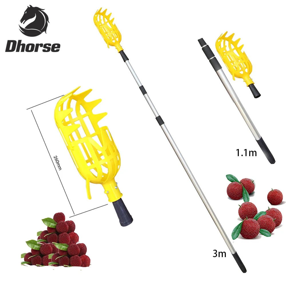 

Dhorse Plastic Fruit Picker With Telescopic Pole Garden Horticultural Pick Apple Peach Tool Picking Fruit Labor Saving Tool