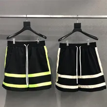 Шорты для мужчин и женщин с принтом в виде Патрика, уличная одежда, Пляжная вышивка нашивка логотип, флуоресцентные зеленые полосатые шорты с принтом в виде Патрика