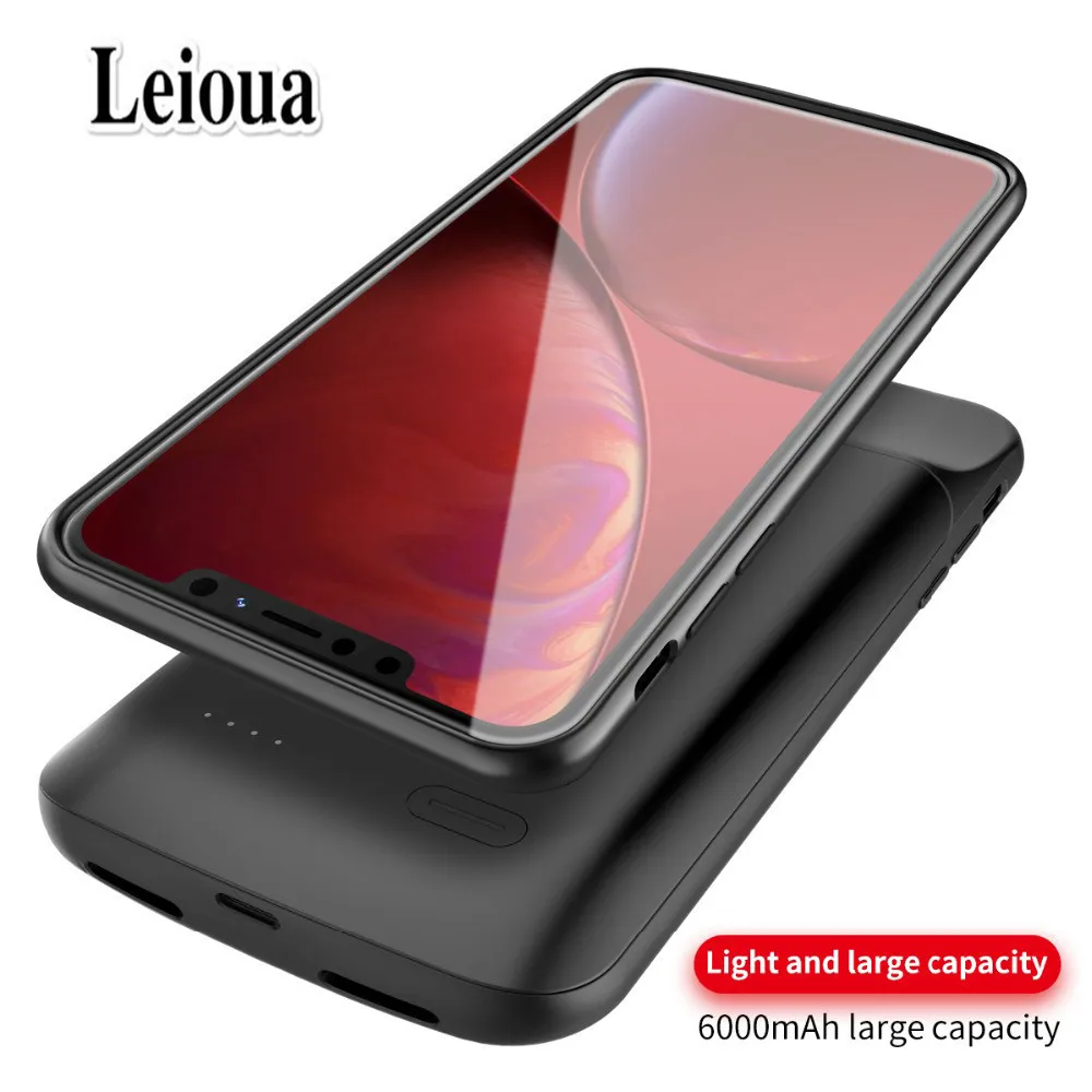 Leioua 6000 мАч для iPhone X XS XR Max power Bank, зарядное устройство, чехол, перезаряжаемый внешний резервный для iPhone 6 6s 7 8Plus