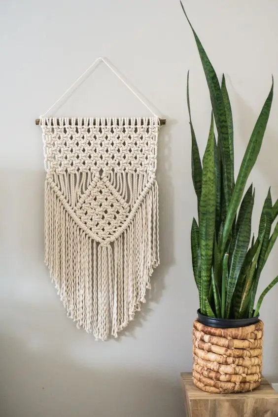 

Hand Made Macrame Wall Art Cotton Wall Hanging Tapestry with Lace Fabrics Bohemian Hanging Decoration Best Gift