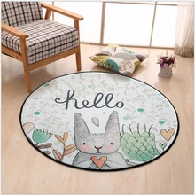 Мультяшный круглый ковер, простой дизайн с кроликом, напольное вращающееся кресло, компьютерная обивка, домашний декор комнаты, ползающий ребенок ковер