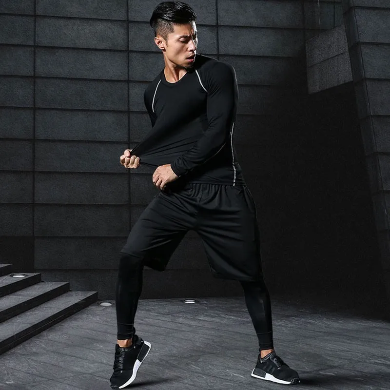 Men Sportswear Elastic Sport Suits Breathable Tracksuit Jogging Training Gym Fitness Workout Clothes Quick Dry Running Set Male Men Sportswear Elastic Sport Suits Breathable Tracksuit Jogging Training Gym Fitness Workout Clothes Quick Dry Running Set Male