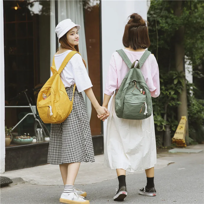 Menghuo Women Backpack for School Teenager Girls Vintage Stylish School Bag Ladies Cotton Fabric Backpack Female Bookbag Mochila (46)