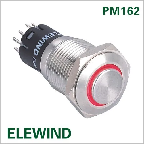 

(Hot !) 16mm High flat head Momentary push button switch(PM162H-11E/R/12V/S/IP65,CE,ROHS)