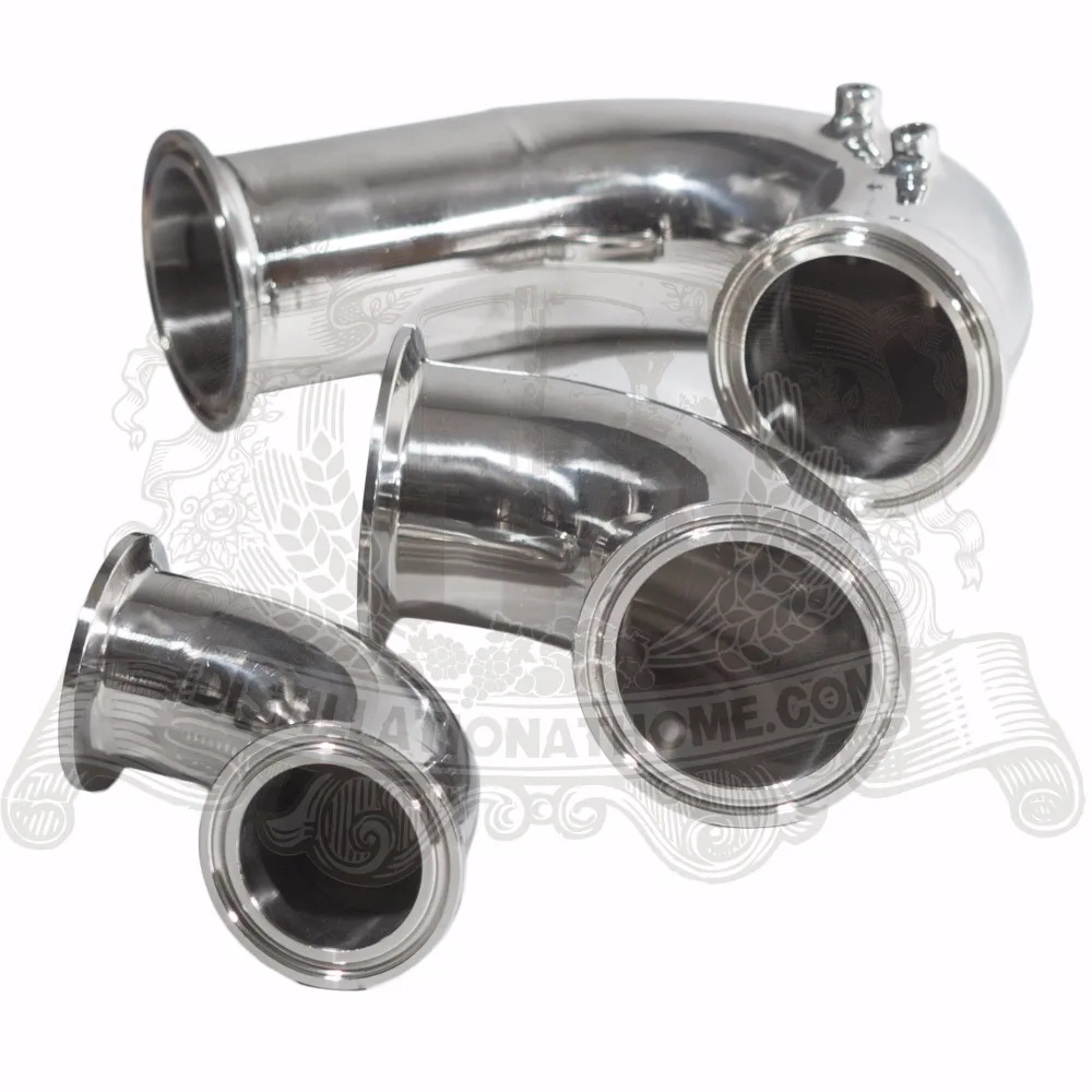 Tri clamp 1 5 ''(38 мм) OD50.5 135 градусов изгиб трубы с рукавами для термодатчиков|tri-clamp
