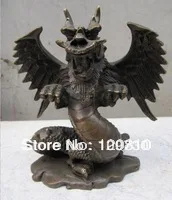 

00906 classical bronze carvings winged chinese dragon statue