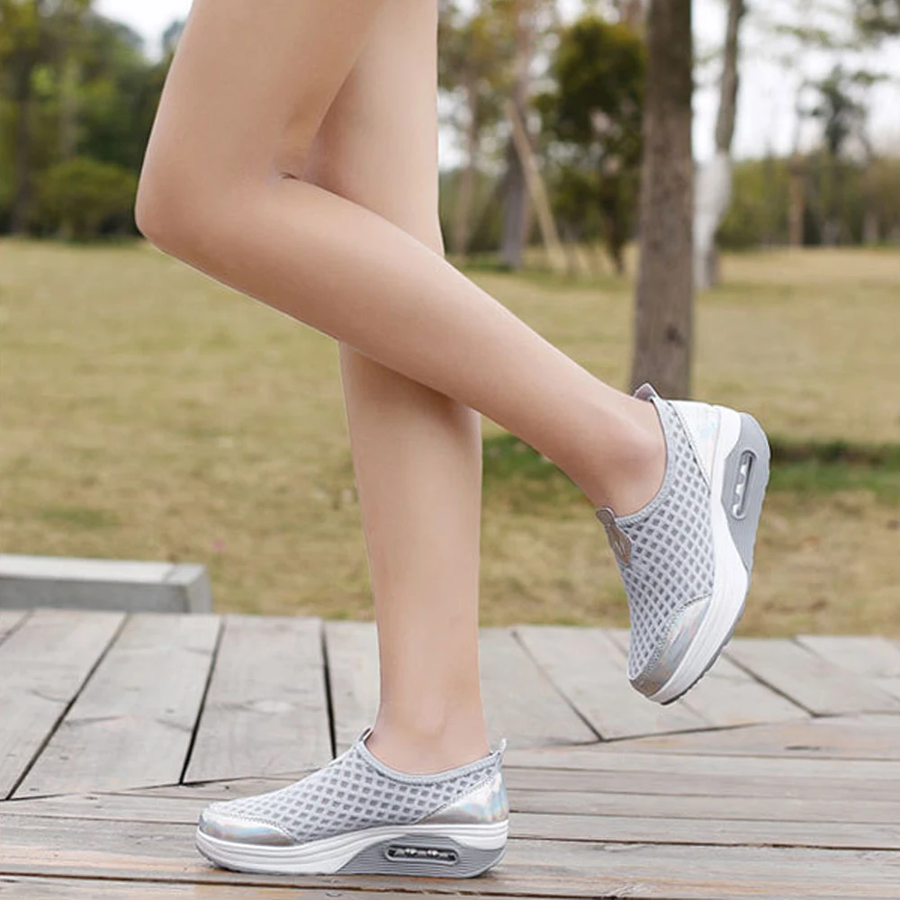 

Low Upper Round Head Platform Sneakers Shoes Woman Vulcanize Shoes Breathable Mesh Cloth PU Spring Summer Casual Women Shoes