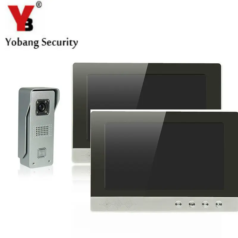 

YobangSecurity 10-Inch LCD Video Doorbell Intercom Door Phone Camera System Kit with 1 Camera 2 Monitor