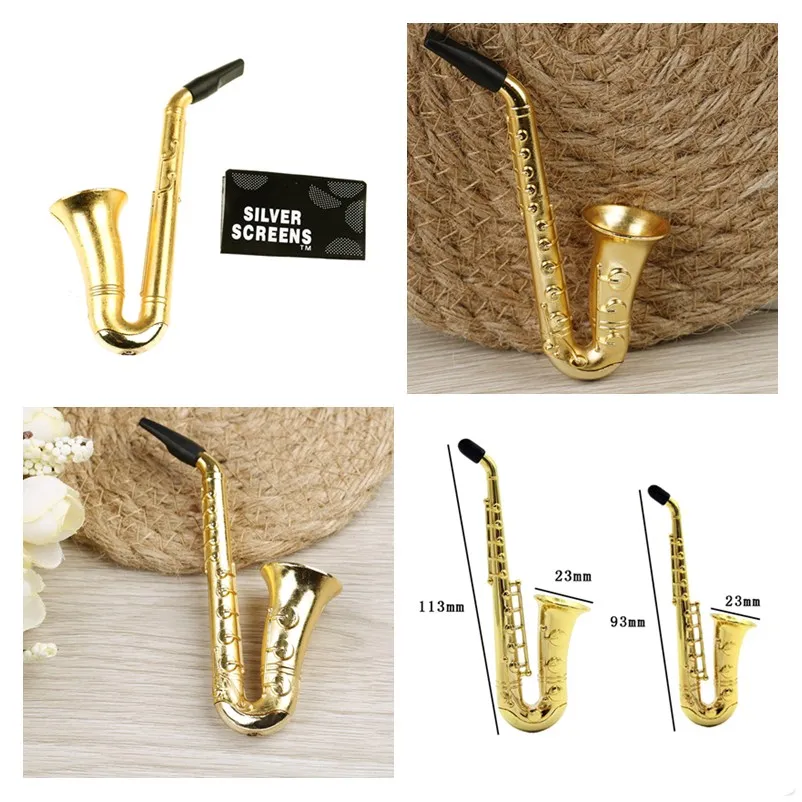 New Small / Big Two Style Reggae Saxophone Shaped Metal Smoking Pipe