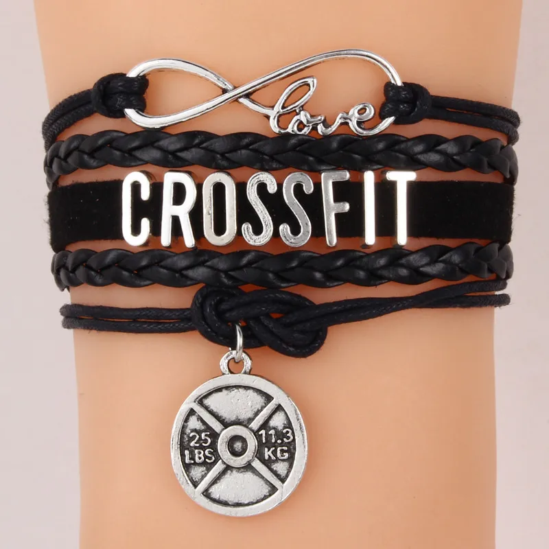 (10pcs/lot) Infinity Love CROSSFIT Bracelet Leather Rope Multilayer