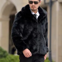 Теплые зимние мужские шубы высокого качества мужские теплые большие размеры 4XL черные короткие куртки из искусственного лисьего меха повседневные пальто Homme Casaco