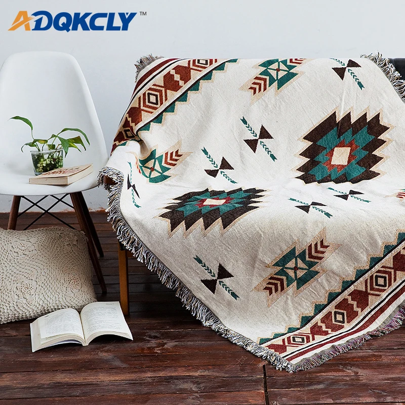 

ADQKCLY Europe Style Bohemia Sofa Cover Cotton Blanket Thick Sofa Towel Bedspread Sheet Table Cloth Mutiple Uses Blanket Towel