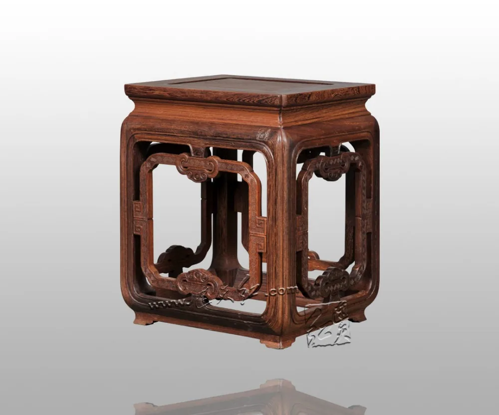 RuYi Grain Square Wooden Stools Low Rectangular Bench For Kids Prime NO back Chinese court furniture Burmase Rosewood | Мебель