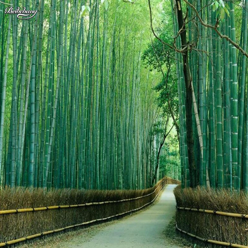 

beibehang large fresco high - end atmospheric fresh bamboo forest shock 3D TV backdrop super - green wallpaper papel de parede