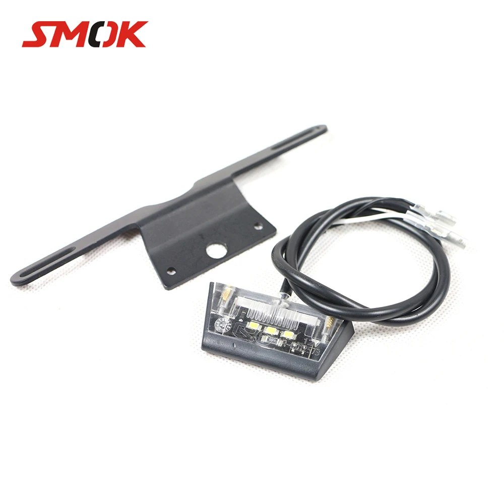 

SMOK Motorcycle License Plate Holder LED Light For Honda CB 400 CBR 125 Yamaha XT 600 DT 125 Fazer FZ6 BMW S1000R Aprilia RS 125