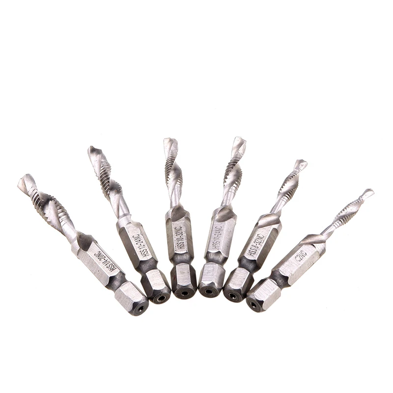 

Useful 6pcs Hex HSS Screw Thread Inch Plug Hand Tap Drill Bits for Metal Aluminum Tool #77349