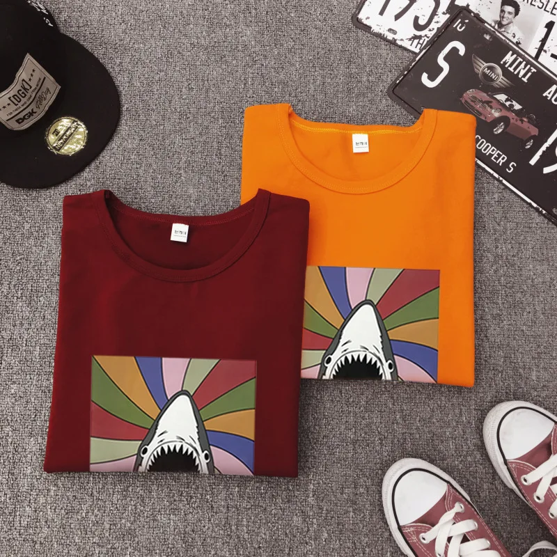 

Women Summer Shark Print Female T Shirt Women Harajuku 2018 New Short Sleeve T-Shirts Casual Clothing Punk Tee Tops plus size