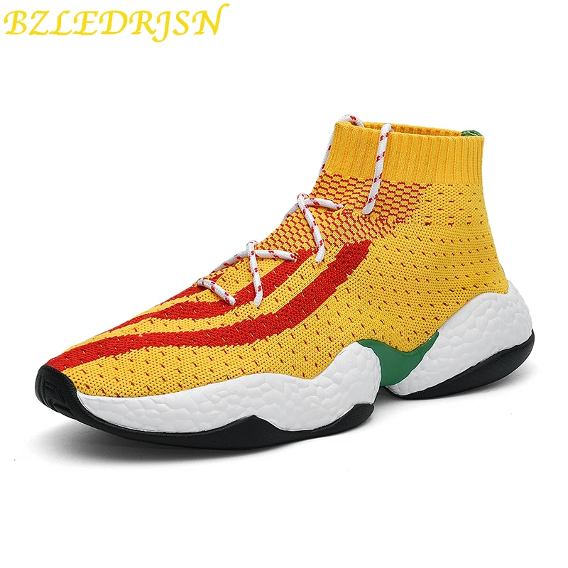 

High Top Men Running Shoes Synthetic Men Sneakers Jogging Sock Shoes Comfort Run trail out door Shoes Chaussure Sport Homme