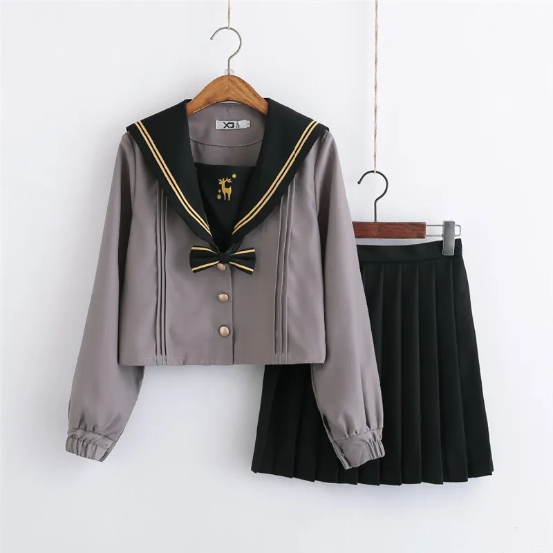 UPHYD японская школьная форма Академии стиль темно костюмы моряка Saxe серый хор аниме костюмы для косплея школьница JK униформа