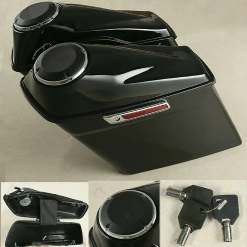 

Motorcycle 6 1/2" 6.5" Speaker Extended Stretched Saddlebag For Harley Touring Road Street Electra Glide 14-18