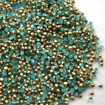 

SS5-SS20 Shiny Green Opal Nail Art Pointback Round Rhinestone Glue On Rhinestones For DIY Nail Art