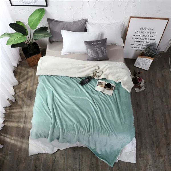Матча Двухслойное одеяло толстое мягкое пледы на диван кровать самолет путешествия пледы домашний текстиль для взрослых Cobe 150x200 см 2 размера - Цвет: Matcha