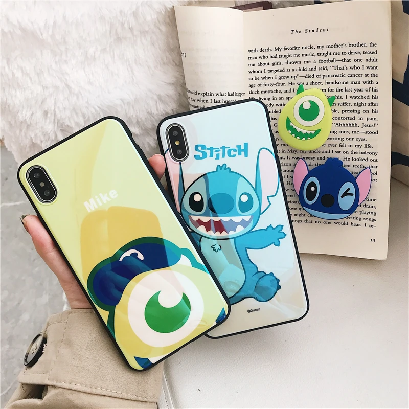 

3D Cute Cartoon Stitch Pooh Case For iPhone X 8 8plus Cases Grip Holder Phone Cases For iPhone 7 6s 6 Plus Cover Coque Fundas