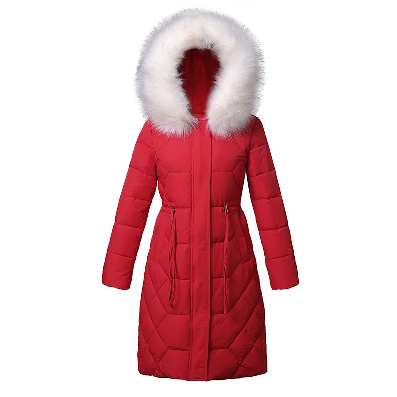 

2019 women Long parkas Hooded Big fur collar Coats Cotton Winter -30 Degrees Puls Size M-3XL Jacket Women Warm Parkas Outwear