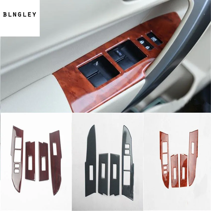 4pcs/lot ABS carbon fiber grain or wooden car window lift panel decoration cover for 2014-2017 Toyota corolla | Автомобили и