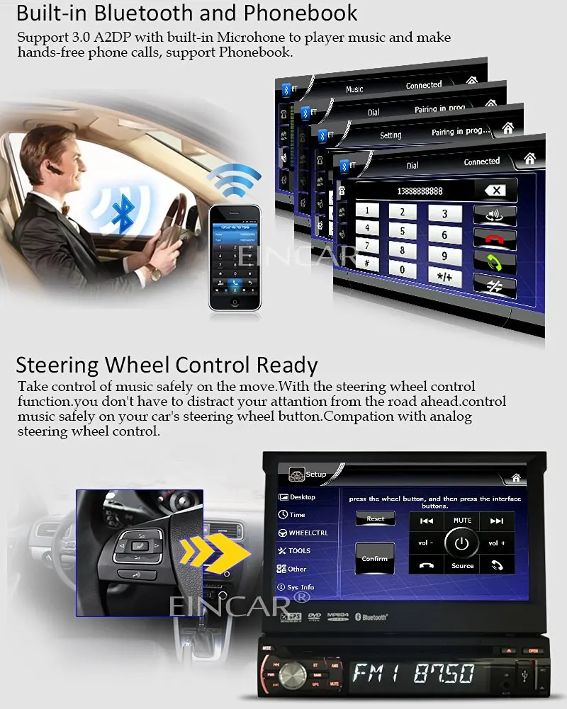 Perfect Single 1Din Car CD DVD Player GPS Navigator Car Stereo radio 1din GPS Navigator Multimedia player Radio Bluetooth+Steering wheel 5