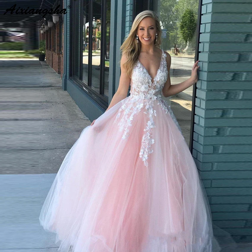 Romantic-Design-Princess-Blush-Pink-Beaded-Lace-Applique-vestidos-de-fiesta-Party-Prom-Gowns-2019-Ball
