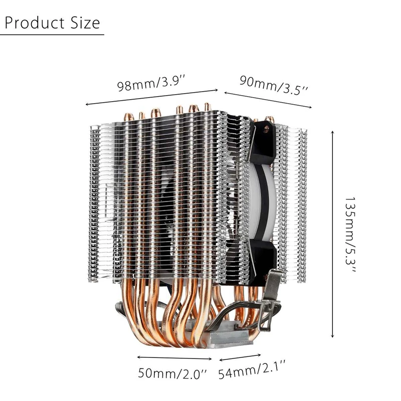 Лидер продаж-6 тепловой трубы процессорный кулер вентилятор СИД 3 линии Cpu вентилятор радиатора для Intel 775/1150/1155/1156/1366 для Amd все