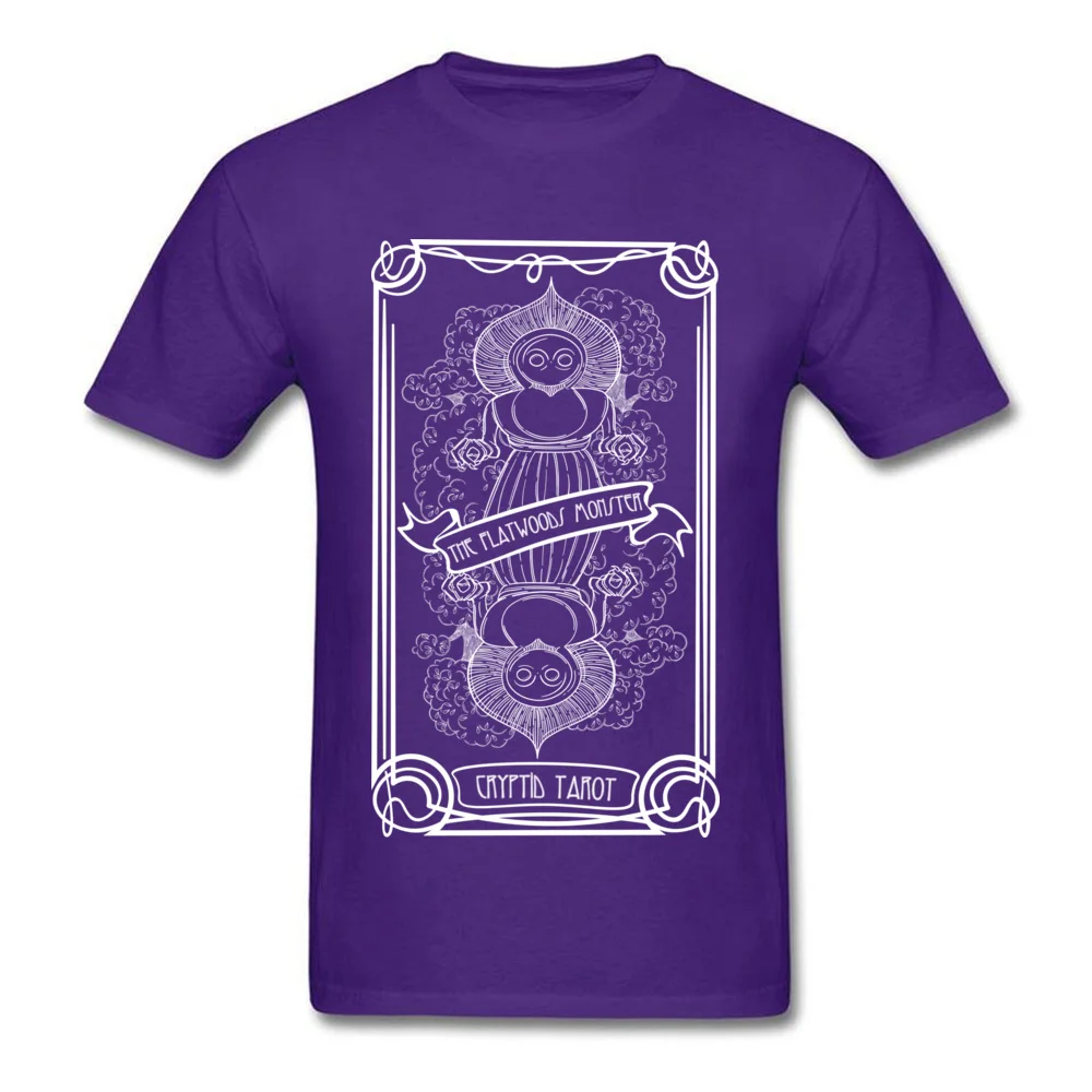 Cool O-Neck Top T-shirts Autumn Tops Shirt Short Sleeve Special All Cotton Casual Tops Shirts Printed On Men Drop Shipping Cryptid Tarot Series The Flatwoods Monster purple
