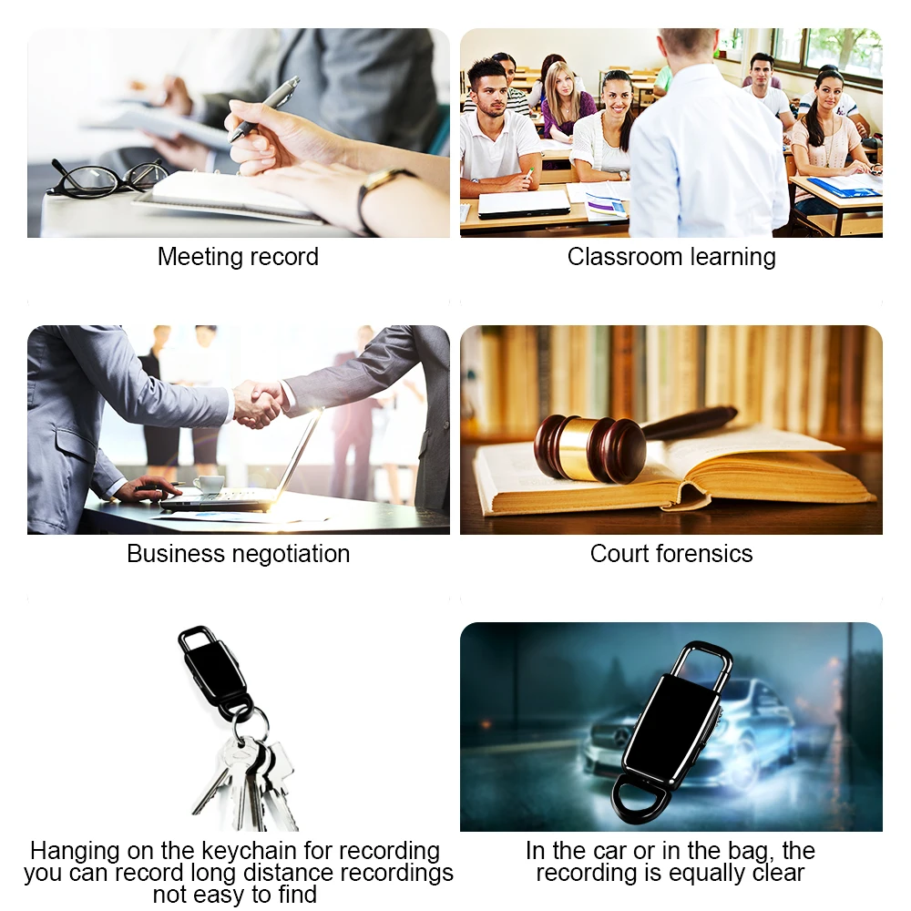  STTWUNAKE Audio Registratore Vocale professionale HD Digitale Dittafono Mini Keychain nascosta deno