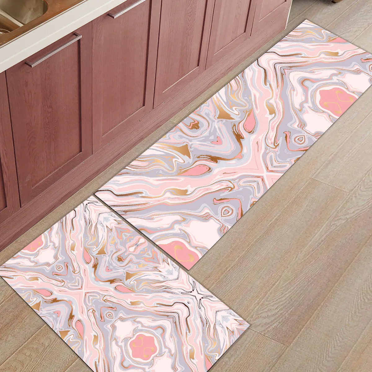 

Pink Marble Art Design1Bathroom Accessories Set Dirt Debris Mud Trapper Boot Shoes Scraper Floor Carpets Accent Rugs Extra Soft