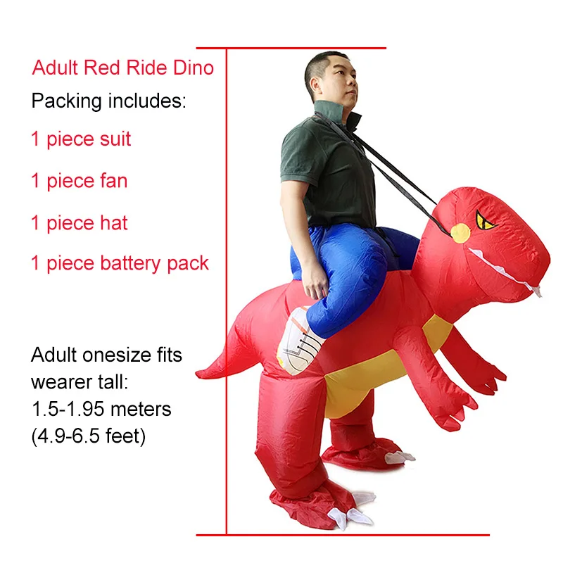 JYZCOS, надувной костюм динозавра для детей и взрослых, костюм ковбоя, единорога, сумо, борца, костюм Пурима, карнавальный костюм на Хэллоуин - Цвет: Adult red no horn