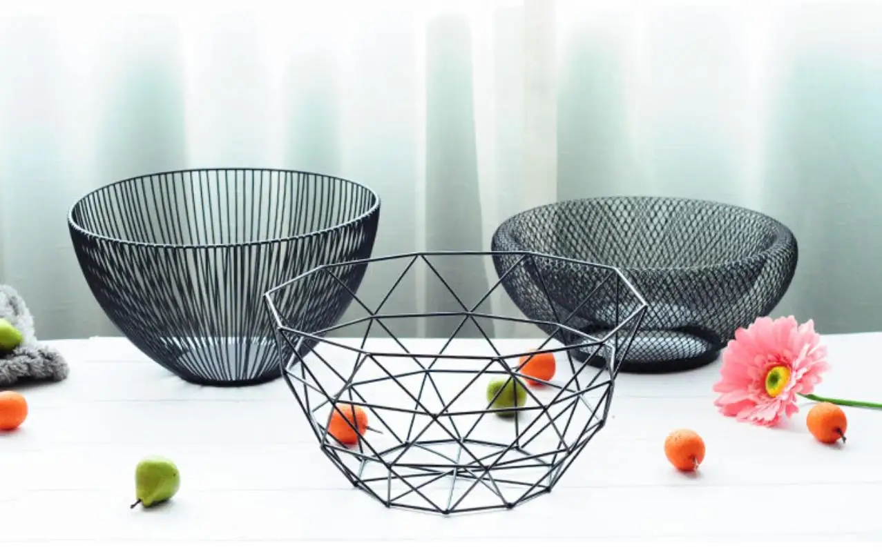 Nordic creative wrought iron fruit plate modern minimalist fruit basket living room home snack storage basket dried fruit fruit
