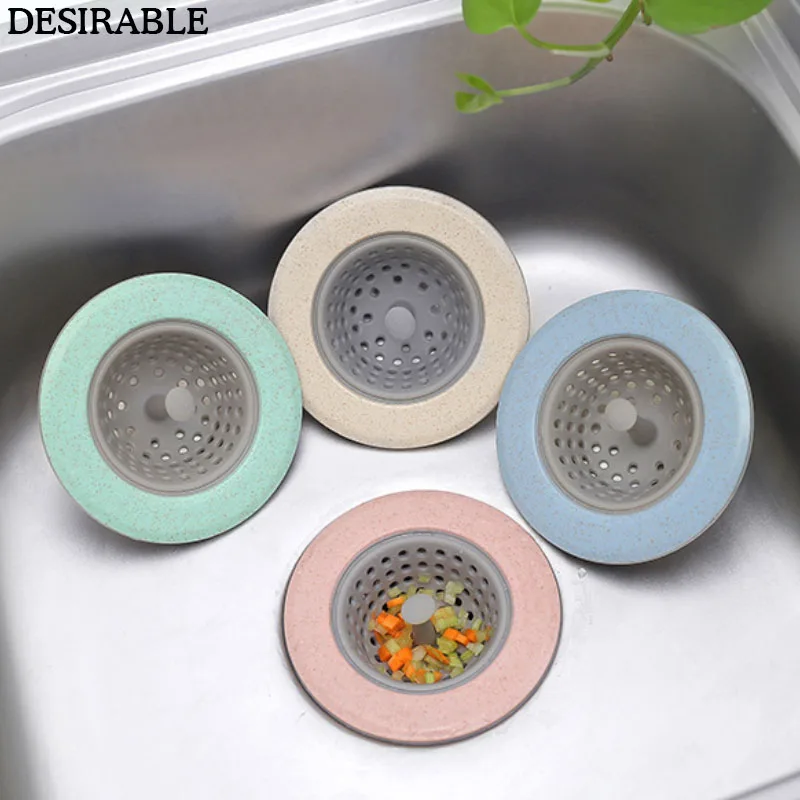 

1Pcs Practical Sink Strainer Silicone Wheat Straw Kitchen Bathroom Shower Drain Sink Cover colander Sewer Hair Filter strainer