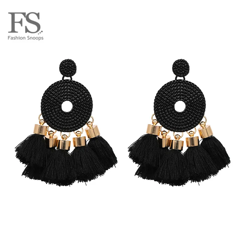 

FASHIONSNOOPS Bohemian Fringed Statement Charm Fashion Dangle Earring Jewelry For Women Tassel Drop Earrings Wholesale