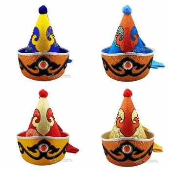 

Mongolian male hat pointed top cap minority chapeau Prince of Mongolia Dance Stage sharp end Folk Hat