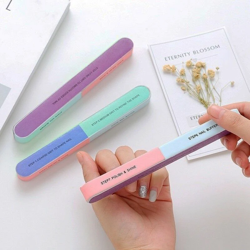 1PC 6 Way Nail File Salon Professional Polishing Sanding Finger Toe Manicure Nail Art Tool For UV Gel