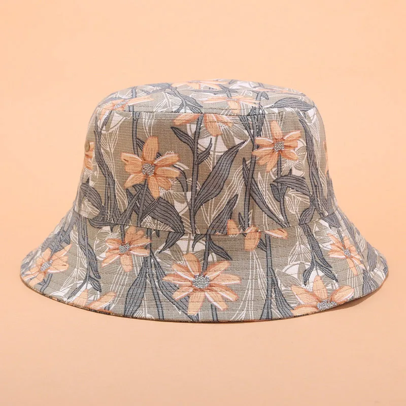 LDSLYJR хлопок печати Цветочное ведро шляпа для рыбалки шляпа уличная дорожная шляпа шляпы от солнца для женщин 38 - Цвет: 2