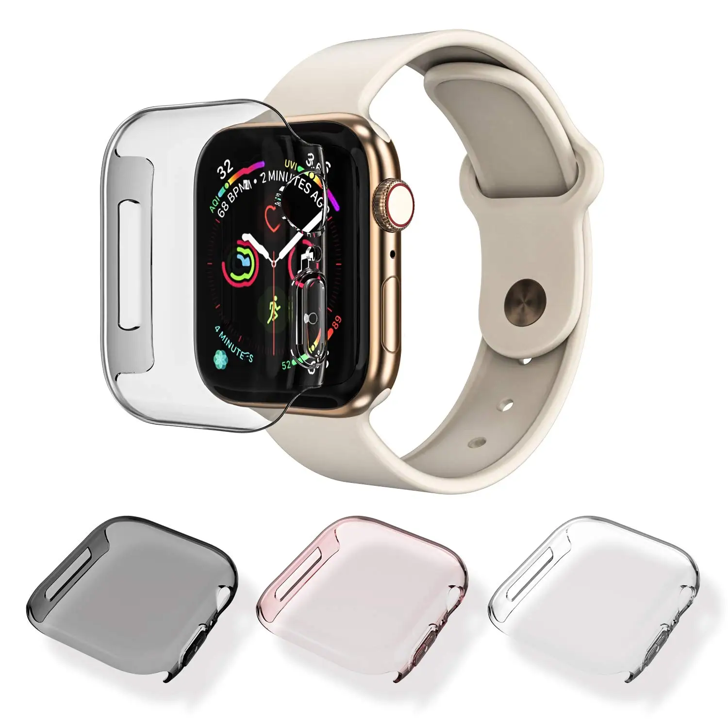 

for Apple Watch Series 4 Case 44mm, [3 Pack] Slim HD PC Built in All Around Screen Protector Protective Cover for iWatch 44mm