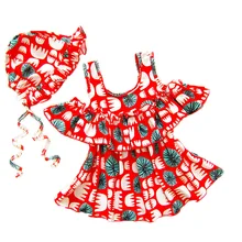 Милый и милый купальник с рюшами и шляпой для девочек